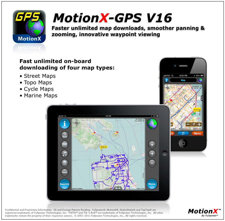 Motionx Introduces Motionx Gps V16 With New Powerful Mapping For Iphone And Ipad News Fullpower Technologies Inc