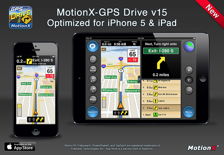 MotionX-GPS Drive V15 Optimized for iPhone 5 and iPad | News | Fullpower Technologies, Inc.